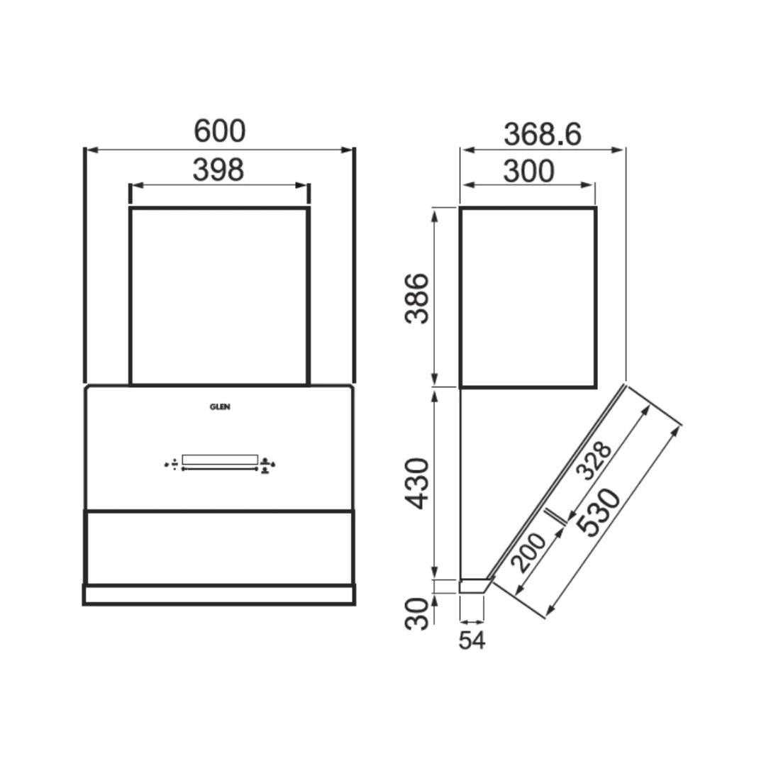 Glen 60 cm Wall Mounted Chimney Filterless Series CH 6074 BLDC MS AC 60