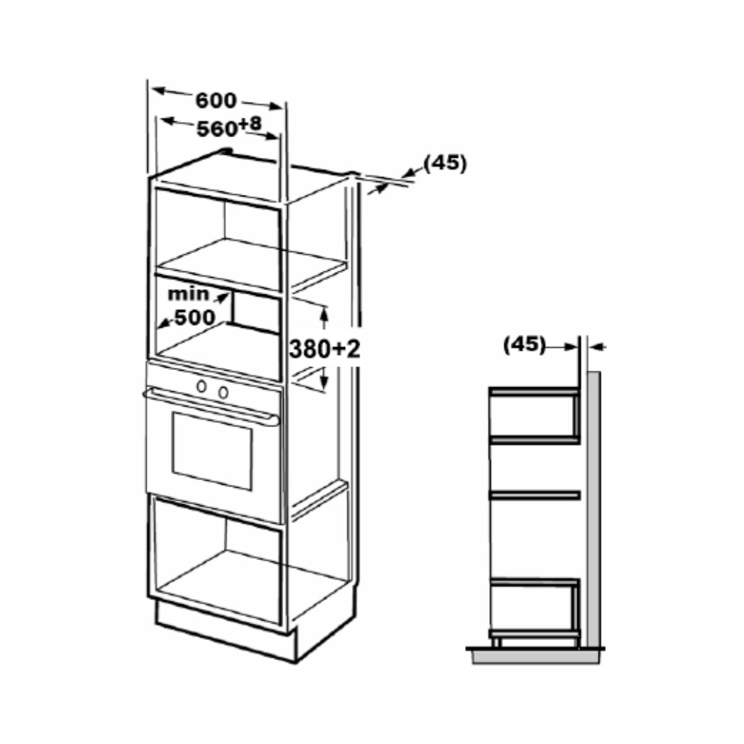 Hafele Built In Oven AURORA 80 + Hafele Built-In Microwave AURORA 25 + Hafele 90 cm Wall Mounted Chimney Essentia Series RENATA INCLINED 90 + Hafele 90 cm 4 Burner Hob Essentia Series AUGUSTA 490 + Hafele Free Standing Dishwasher AQUA NOIR 13 FS with 13 Place Settings