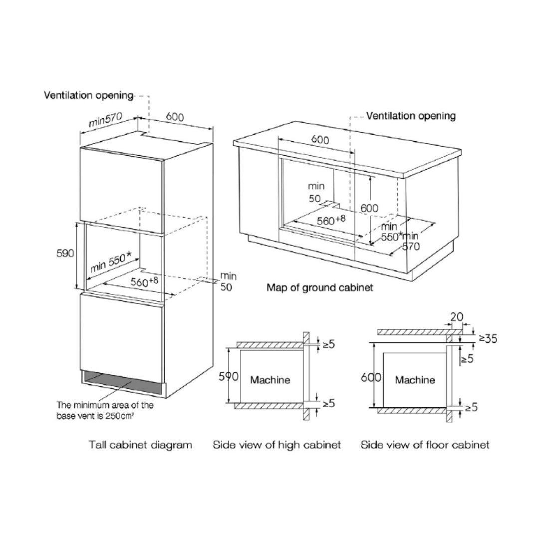 Hafele Built In Oven with Full Steam MIDORA FULL STEAM OVEN + Hafele Built-In Microwave ENZO + Hafele 90 cm Wall Mounted Chimney TERESA NEO I-90 BLDC + Hafele 86 cm 4 Burner Hob Altius Series ALTIUS FS 490