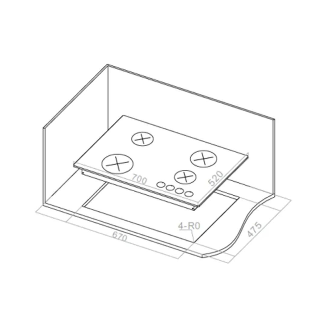 Hafele 70 cm 4 Burner Hob Vortex Series VORTEX 470