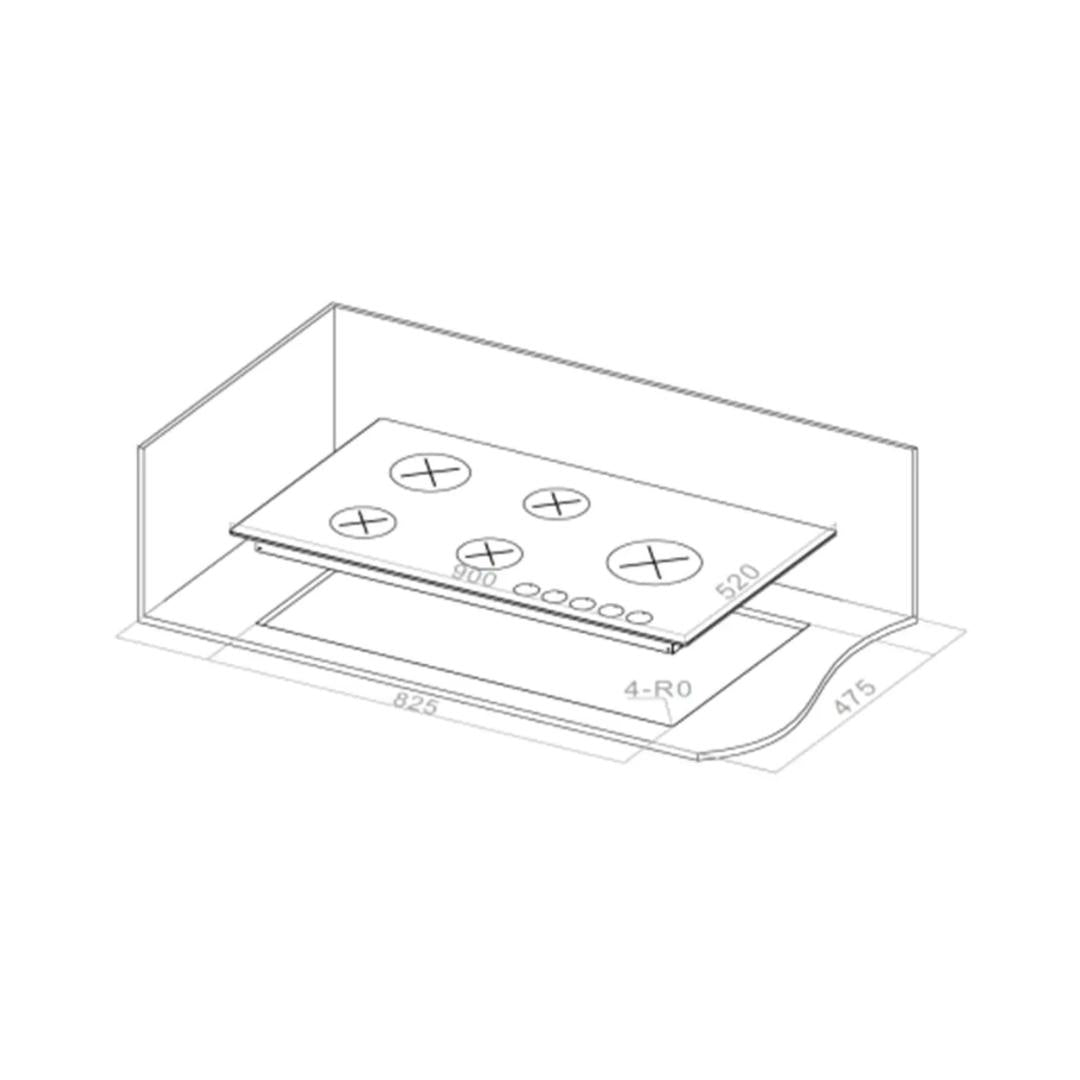 Hafele 90 cm 5 Burner Hob Vortex Series VORTEX 590