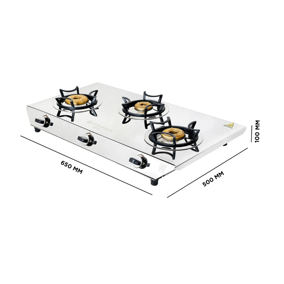 Faber 77 cm 3 Burner Cooktop Hilux Series HILUX MAX 3BB SS