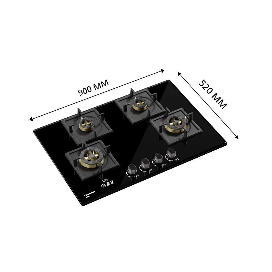 Crompton 90 cm 4 Burner Hob Optime Series HOB-OPFB905TI-MBL