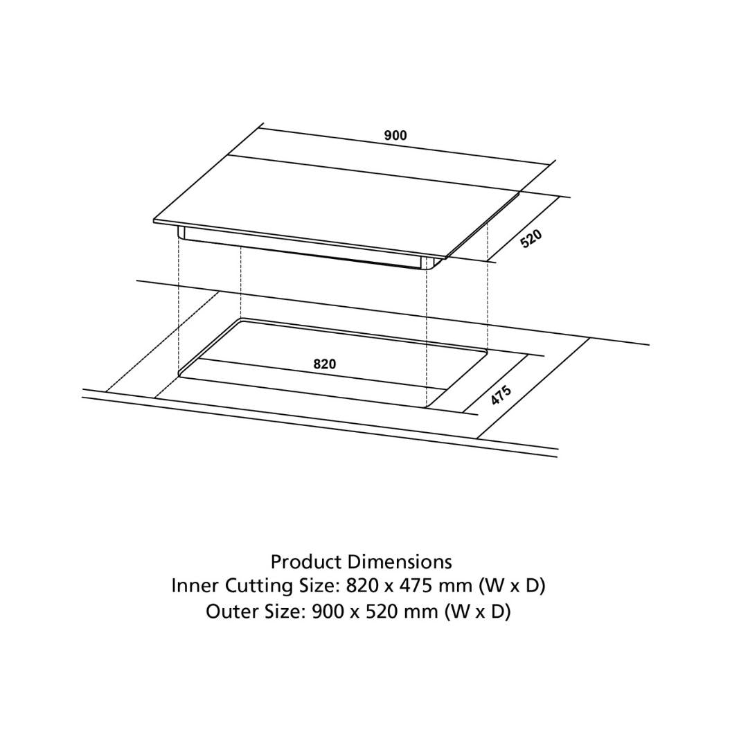 Crompton 90 cm 4 Burner Hob Optime Series HOB-OPFB905TI-MBL