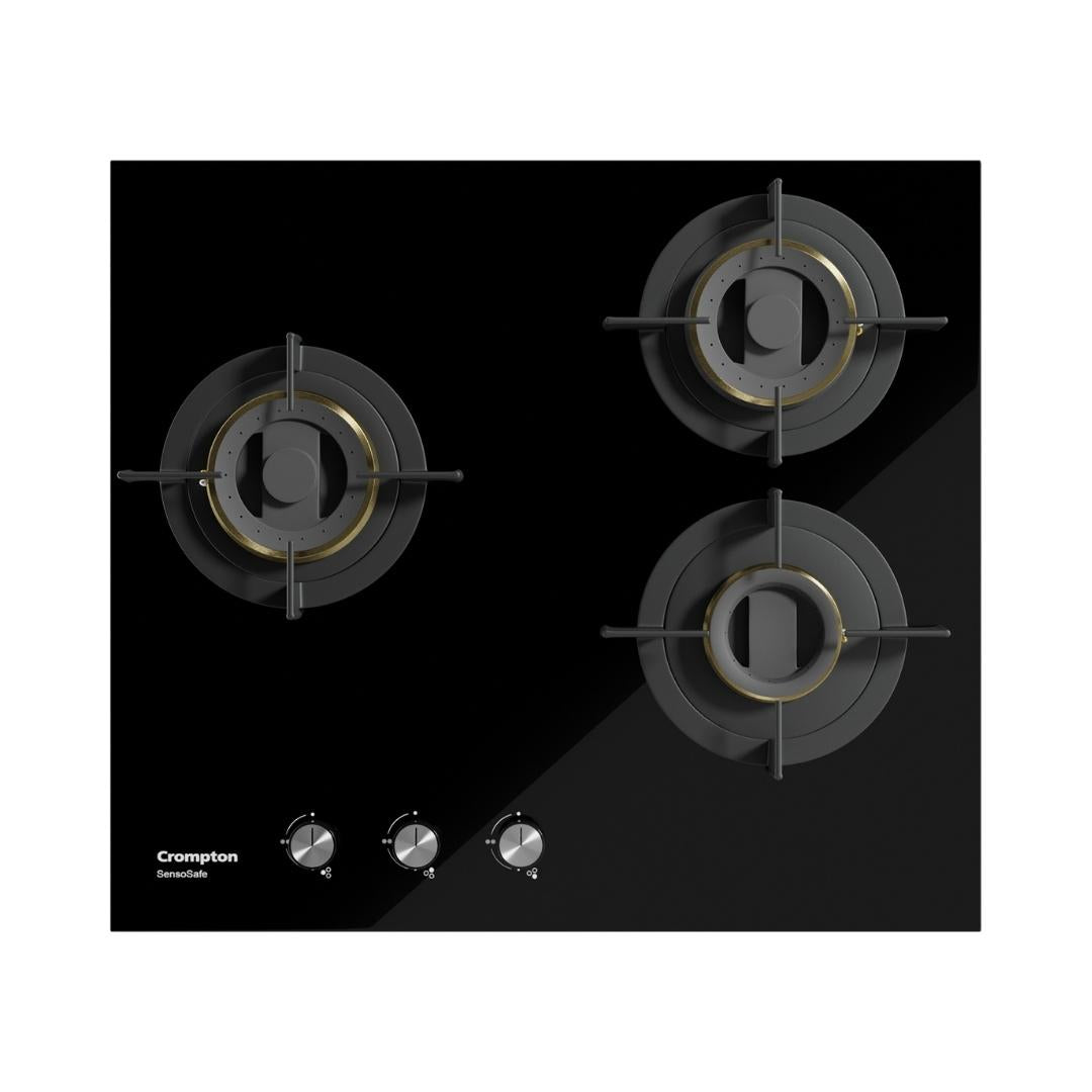 Crompton 60 cm 3 Burner Hob Sensosafe HOB-SSHB603-MBL