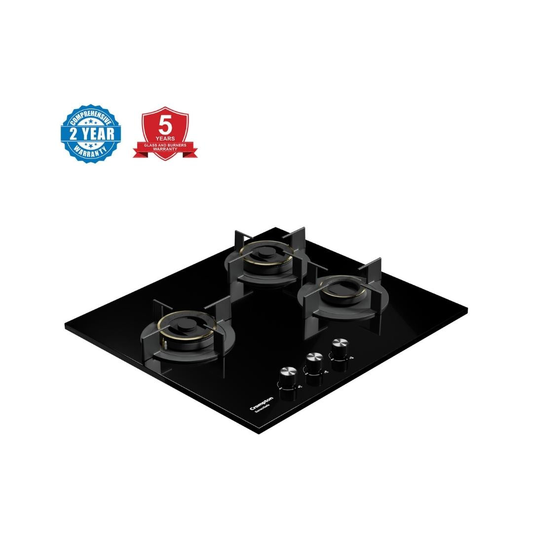 Crompton 60 cm 3 Burner Hob Sensosafe HOB-SSHB603-MBL