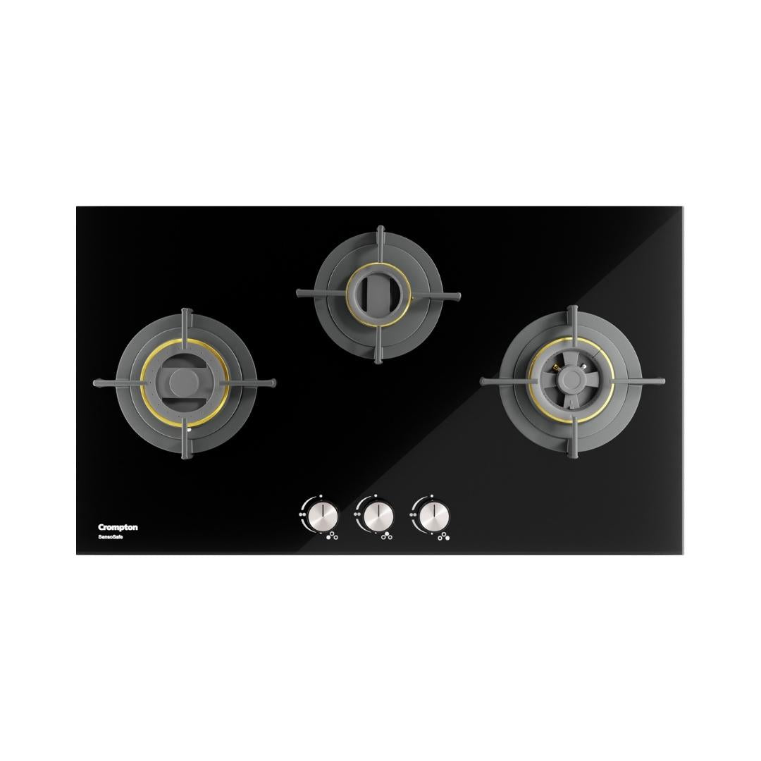 Crompton 78 cm 3 Burner Hob Sensosafe HOB-SSHB783-MBL