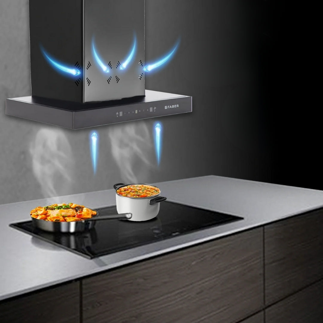 Faber 60 cm Wall Mounted Chimney HOOD CYGNUS IN 3D HC SC FL BK 60