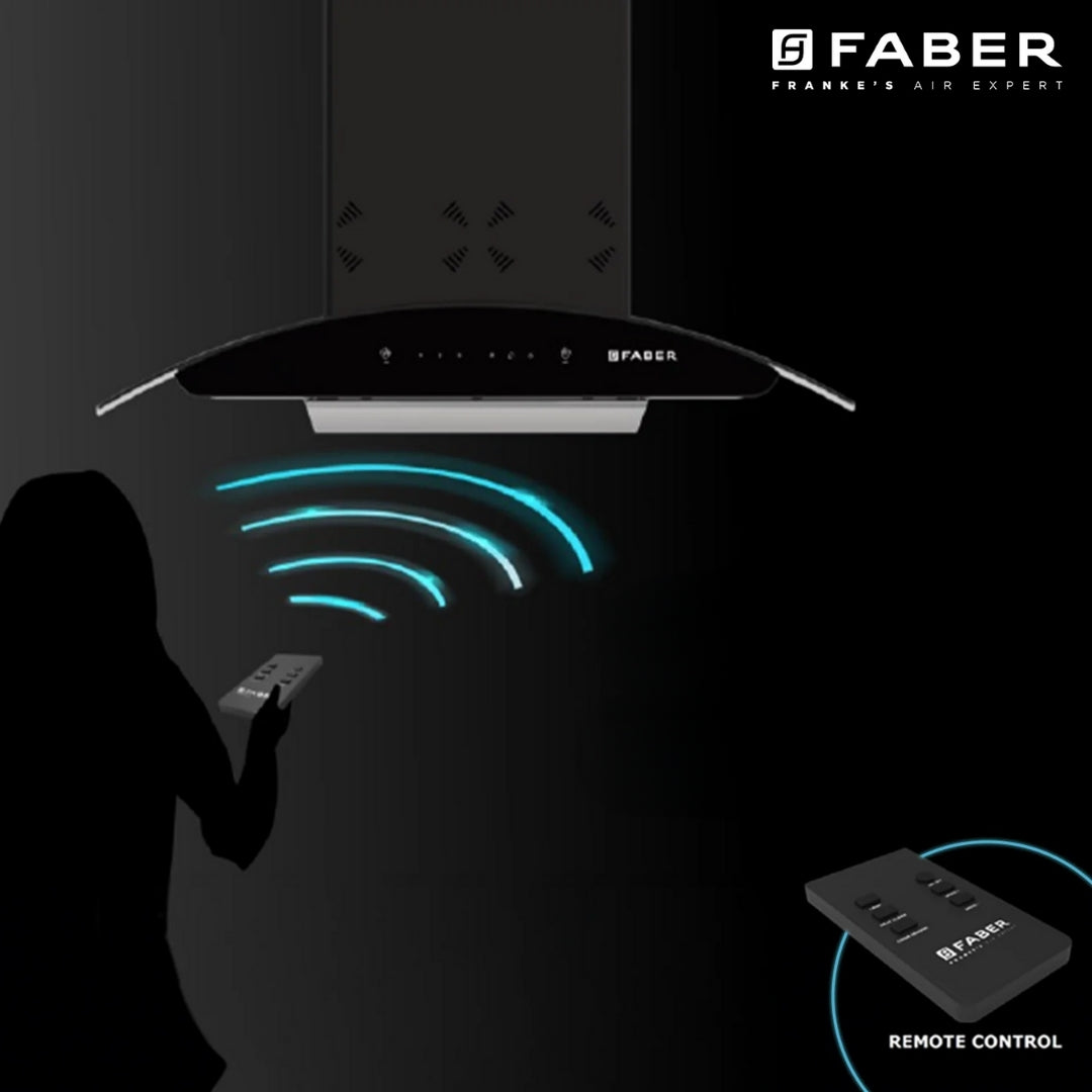 Faber 90 cm Wall Mounted Chimney HOOD ELLORA 3D IN HC SC BF BK 90
