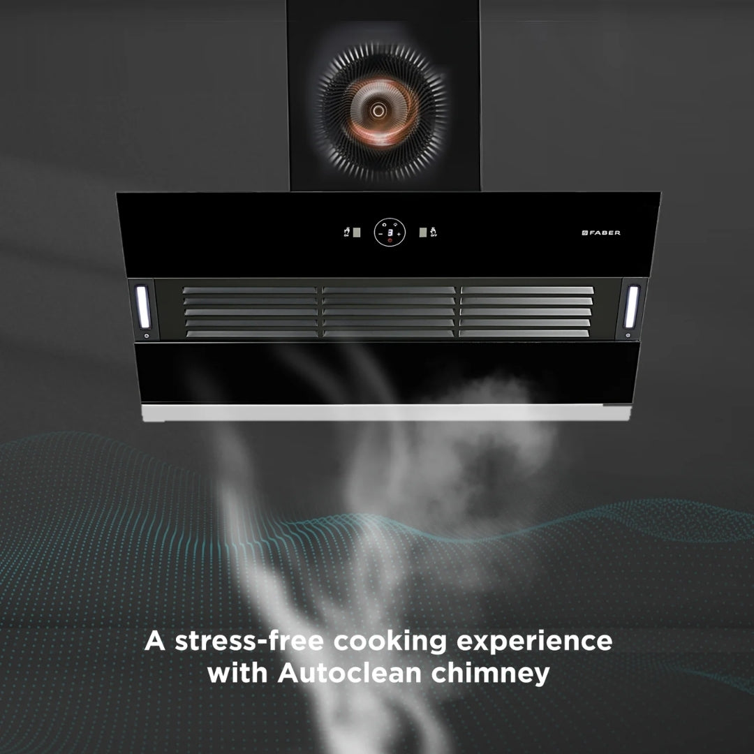 Faber 90 cm Wall Mounted Chimney HOOD VERTIGO FL SC AC BK 90