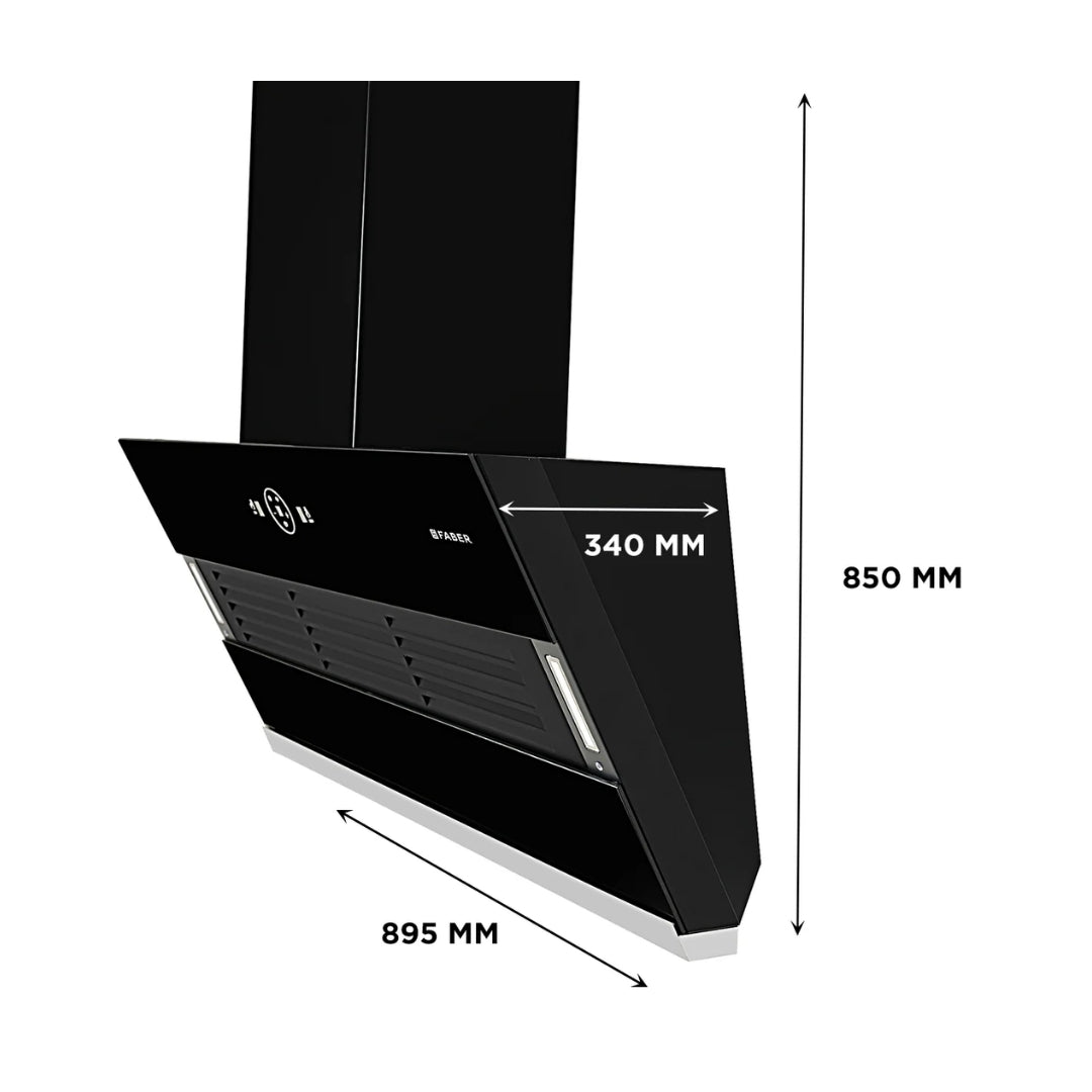 Faber 90 cm Wall Mounted Chimney HOOD VERTIGO FL SC AC BK 90