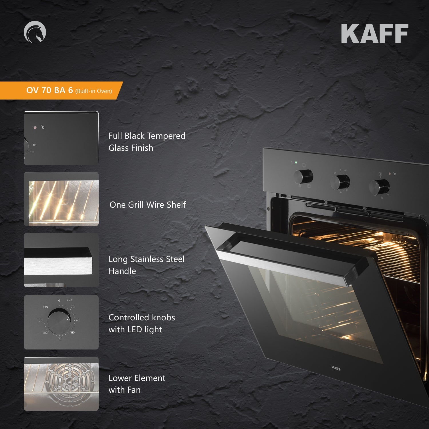 Kaff Built In Oven KOV 70 BA6 + Kaff Built-In Microwave KMW 5PJ BLK