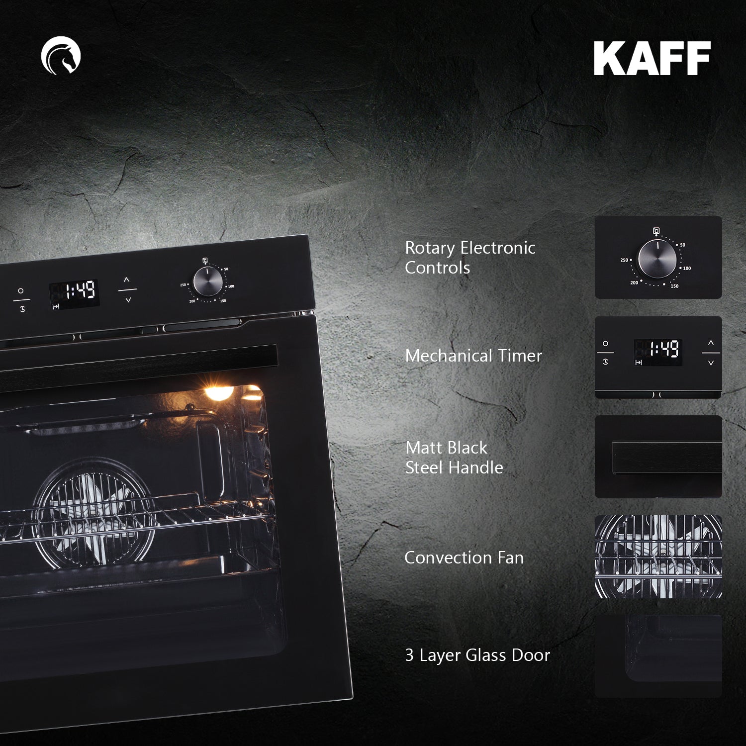 Kaff Built In Oven OV 81 GIKF + Kaff Built-In Microwave KMW HN 6 BLK