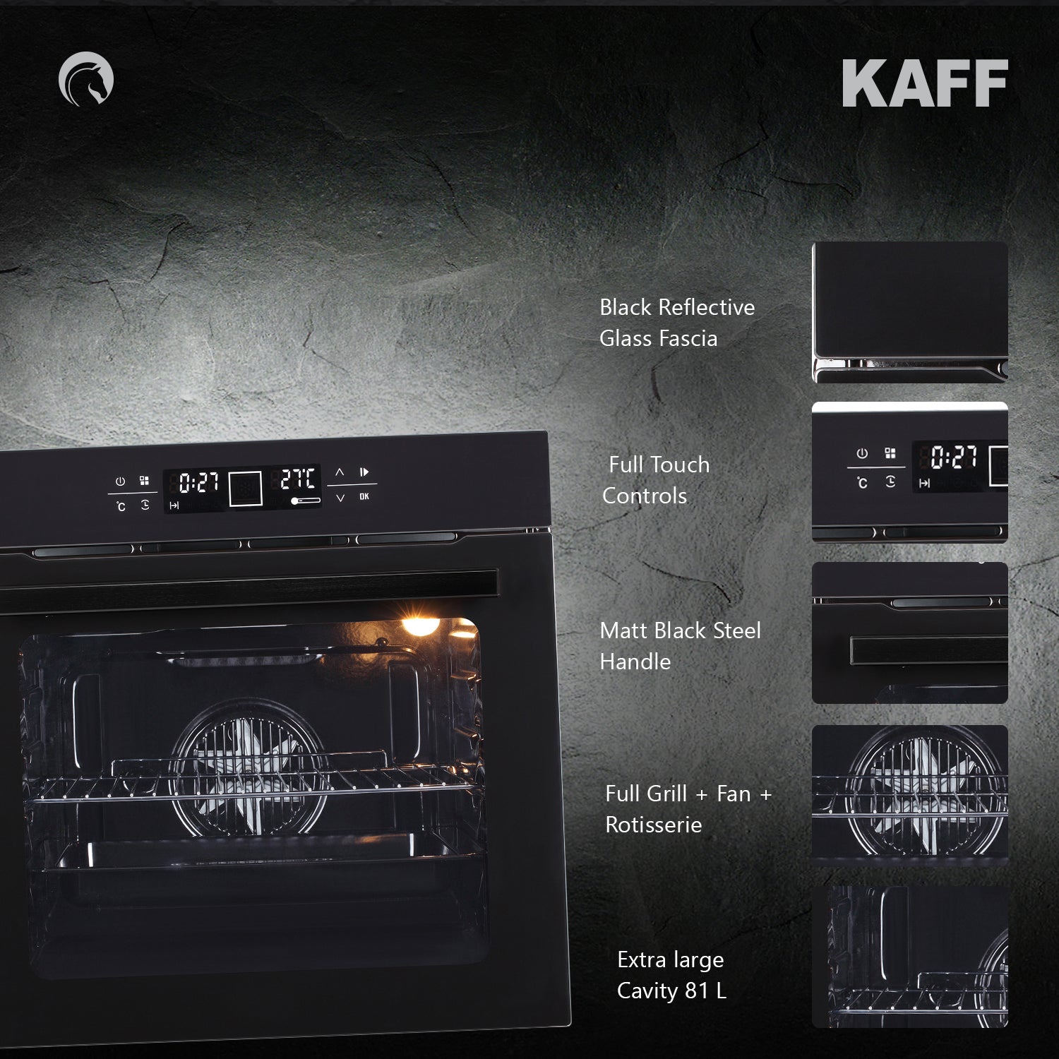 Kaff Built In Oven OV 81TC BL + Kaff Built-In Microwave KMW HN 6 BLK