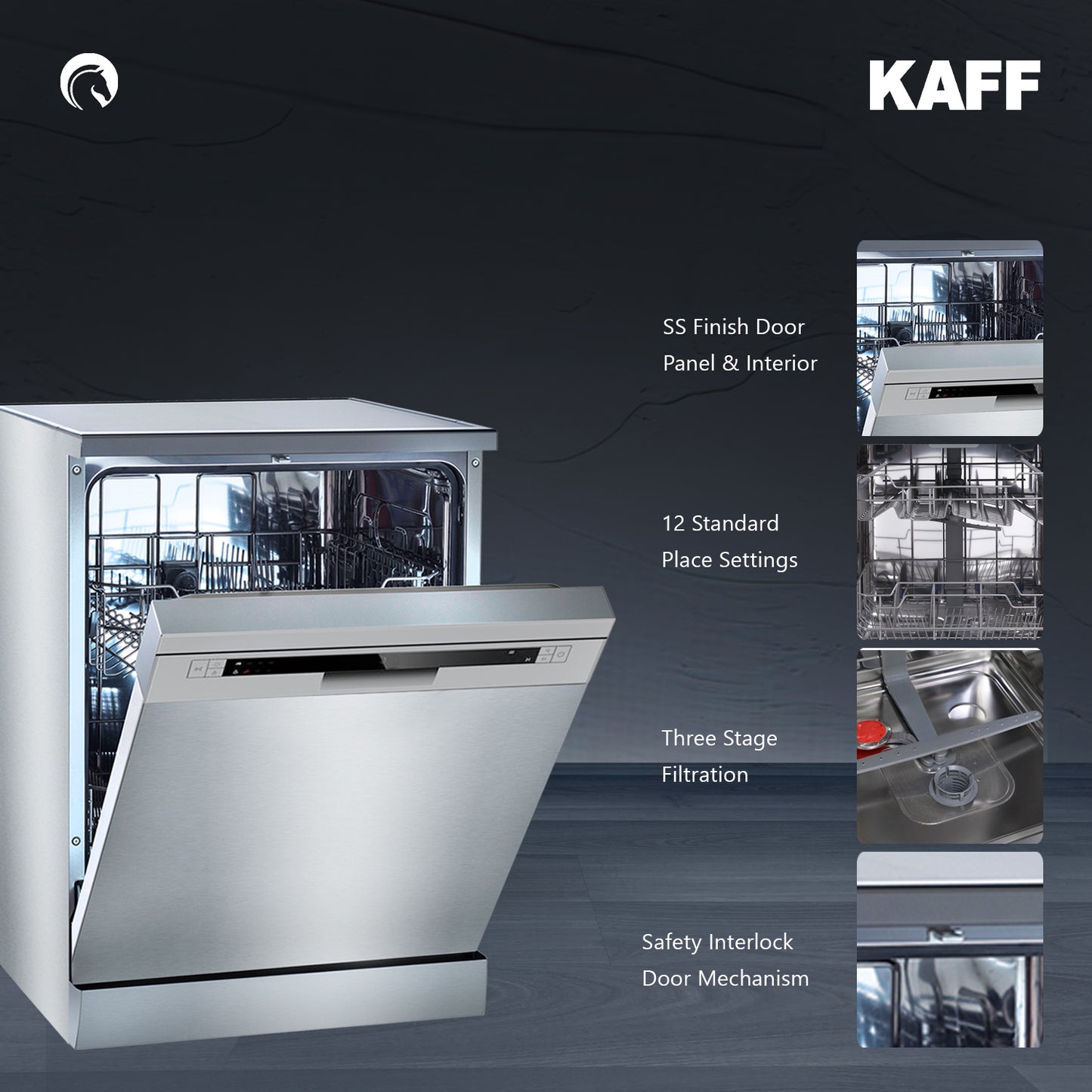 Kaff Free Standing Dishwasher DW VETRA 60 with 12 Place Settings