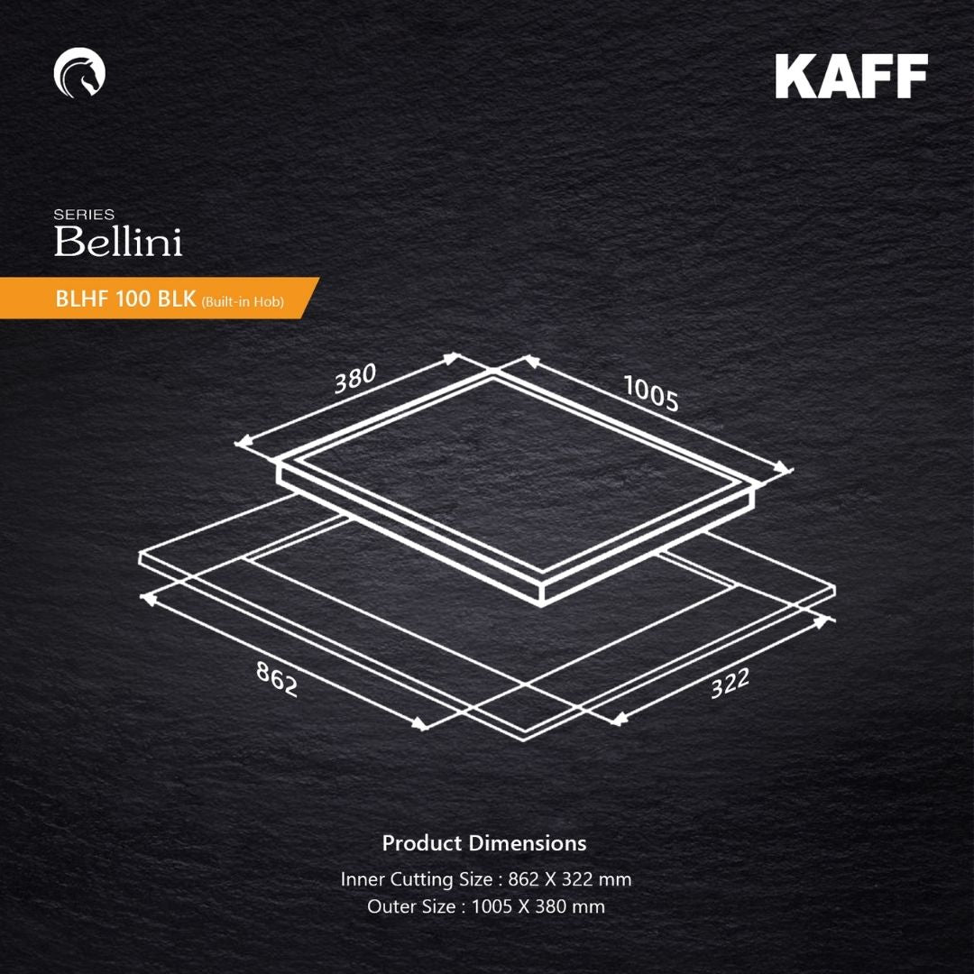Kaff 100 cm 4 Burner Hob Bellini F BLHF 100X BLACK