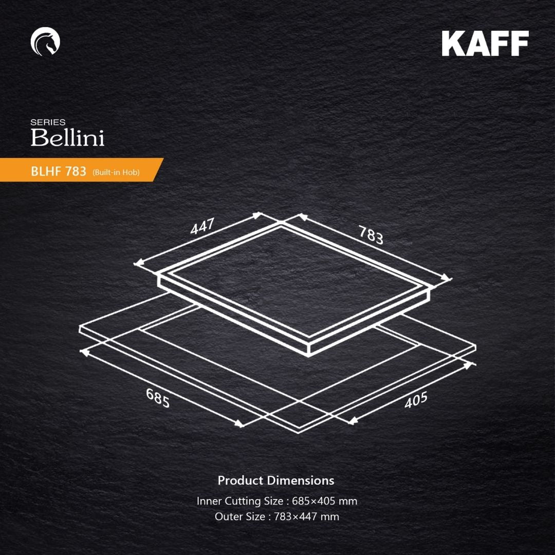 Kaff 78 cm 3 Burner Hob Bellini F BLHF 783