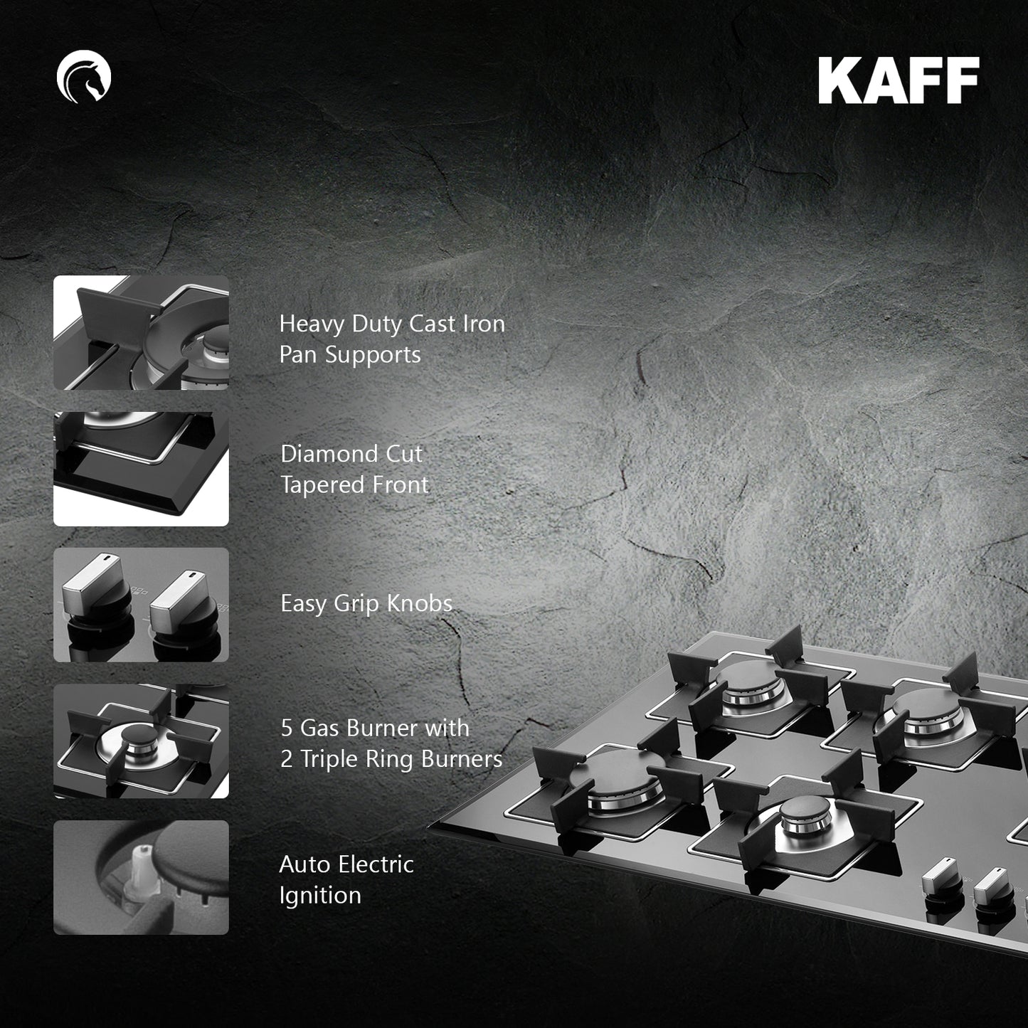 Kaff 90 cm 5 Burner Hob Collection Range KHNY 90 2TR