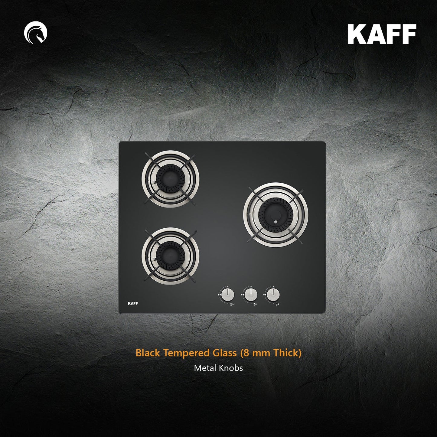 Kaff 60 cm Wall Mounted Chimney Filterless Series MAINZ DHC 60 + Kaff 60 cm 3 Burner Hob Crista CRH 603
