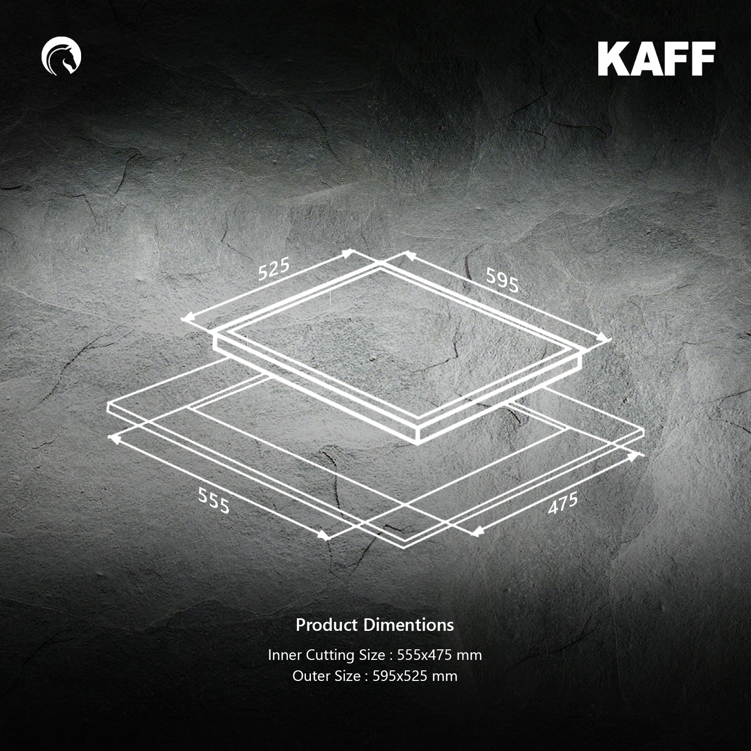 Kaff 60 cm Wall Mounted Chimney Filterless Series MAINZ DHC 60 + Kaff 60 cm 3 Burner Hob Crista CRH 603