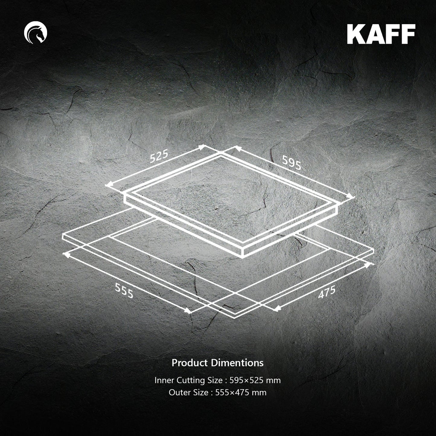 Kaff 60 cm Wall Mounted Chimney Filterless Series ASHPRO DHC 60 + Kaff 60 cm 4 Burner Hob Crista CRH 604