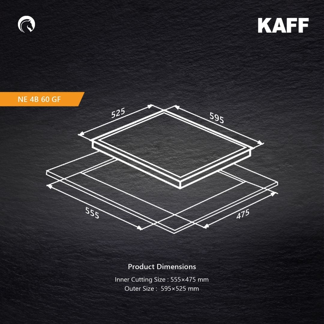 Kaff 60 cm 4 Burner Hob Essential Range NE 4B 60 GFX