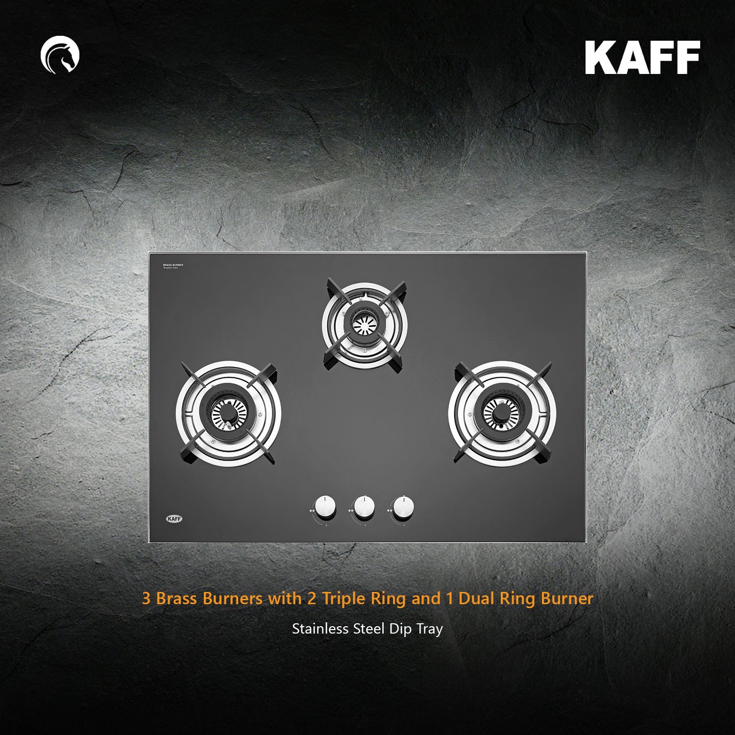 Kaff 78 cm 3 Burner Hob HBR HBR 783B