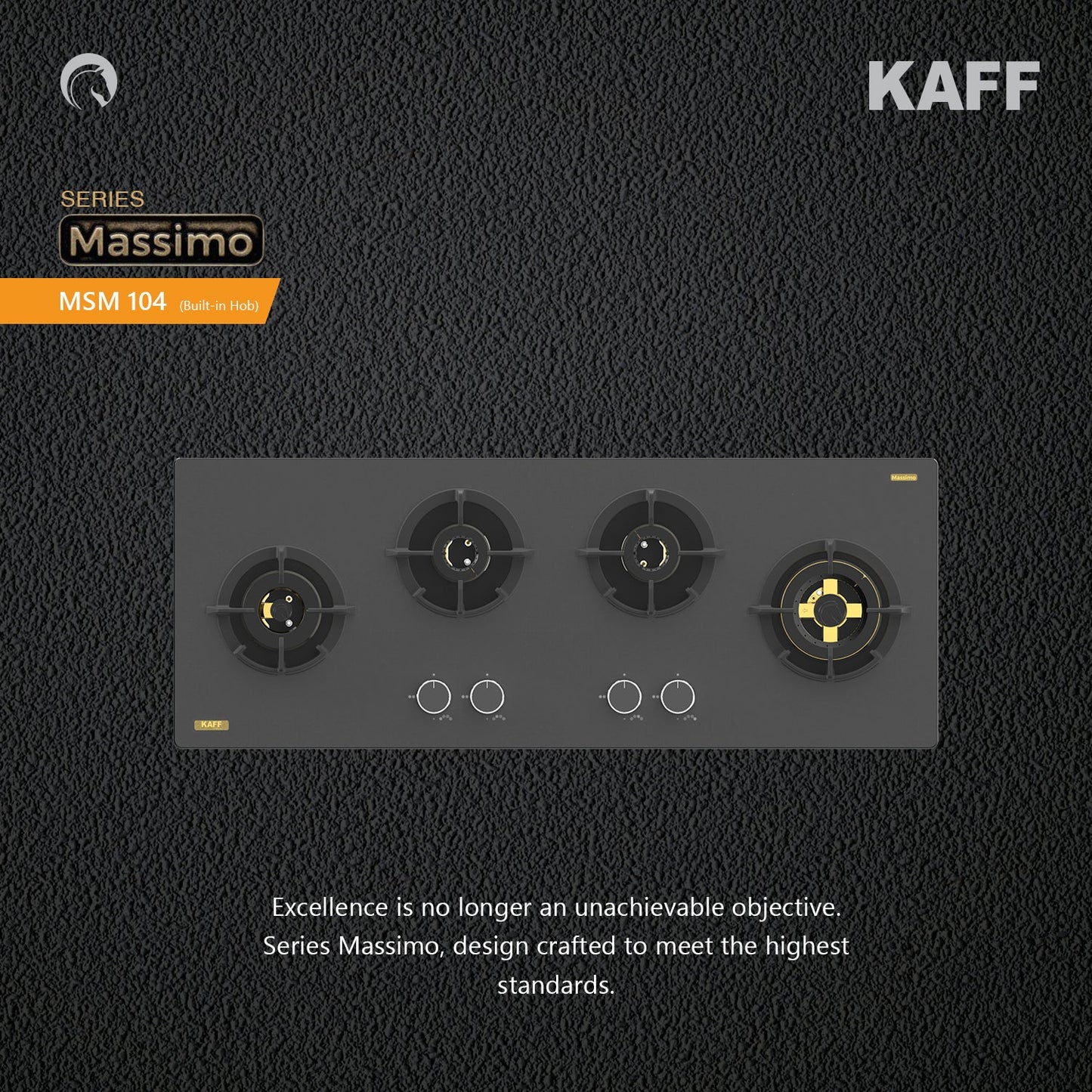 Kaff 90 cm Wall Mounted Chimney ALBURY SUPER 90 DC BLDC + Kaff 100 cm 4 Burner Hob Massimo MSM 104X