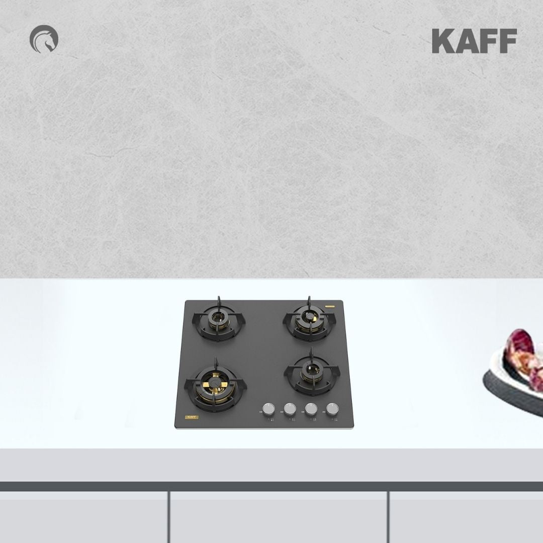Kaff 60 cm Wall Mounted Chimney ALBURY SUPER 60 DC BLDC + Kaff 60 cm 4 Burner Hob Massimo MSM 604X