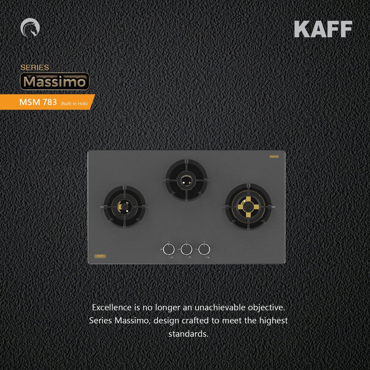Kaff 75 cm Wall Mounted Chimney ALBURY SUPER 75 DC BLDC + Kaff 78 cm 3 Burner Hob Massimo MSM 783X
