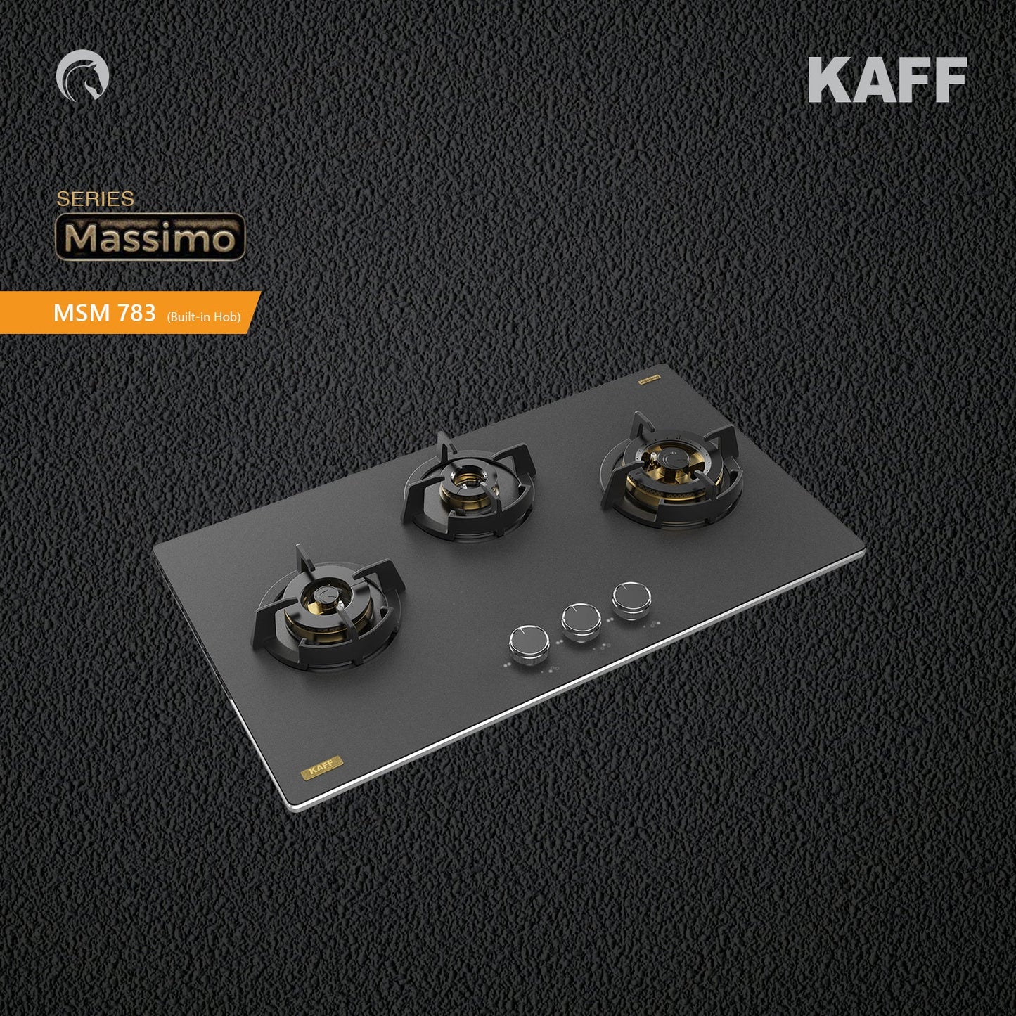 Kaff 75 cm Wall Mounted Chimney ALBURY SUPER 75 DC BLDC + Kaff 78 cm 3 Burner Hob Massimo MSM 783X