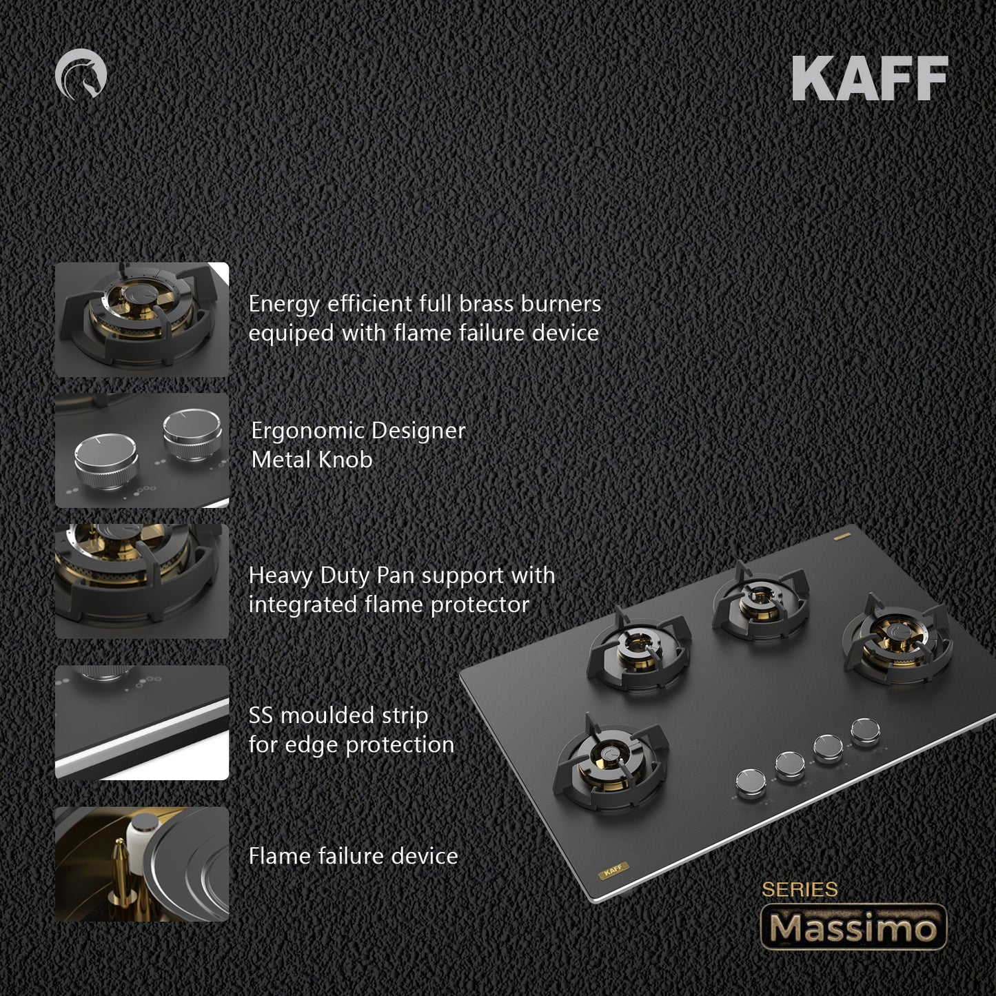Kaff 80 cm 4 Burner Hob Massimo MSM 804X