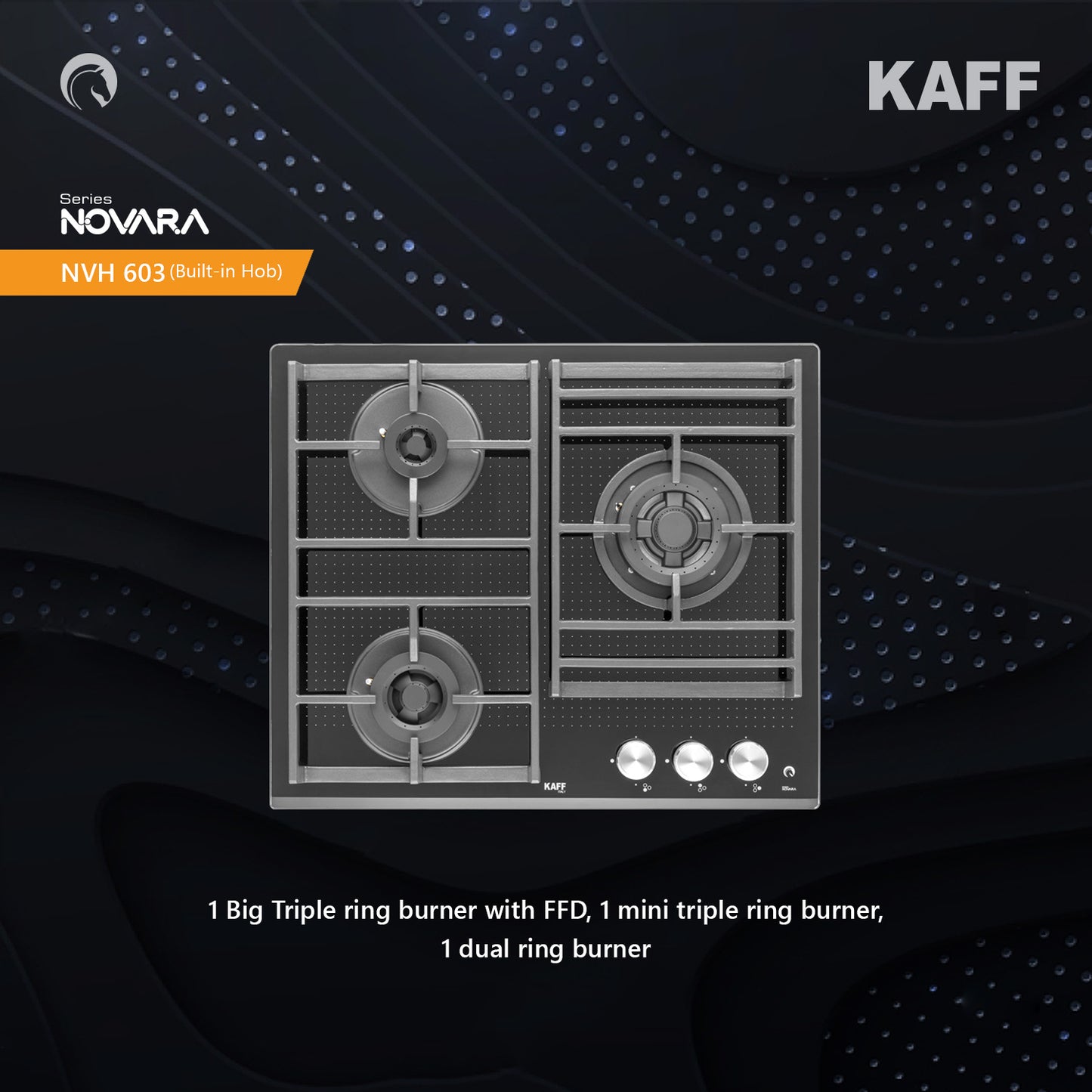 Kaff 60 cm 3 Burner Hob Novara NVH 603