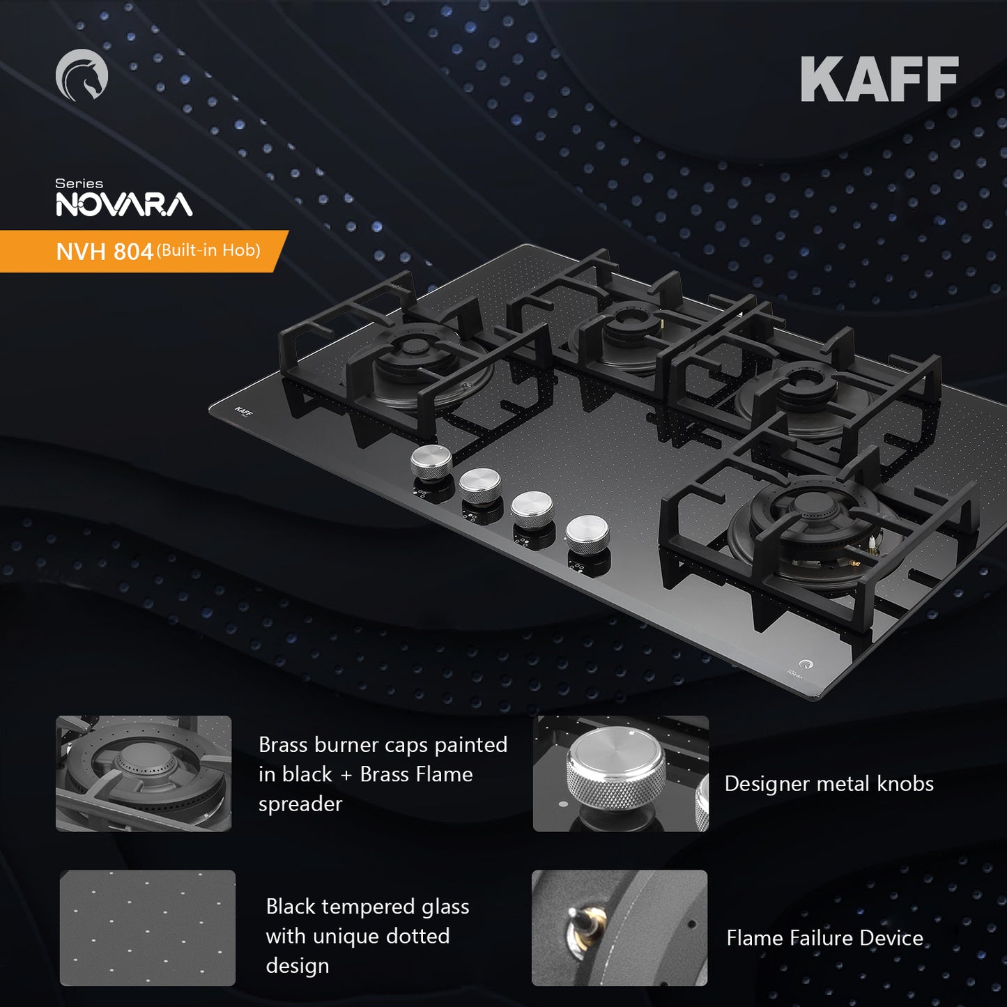 Kaff 80 cm 4 Burner Hob Novara NVH 804