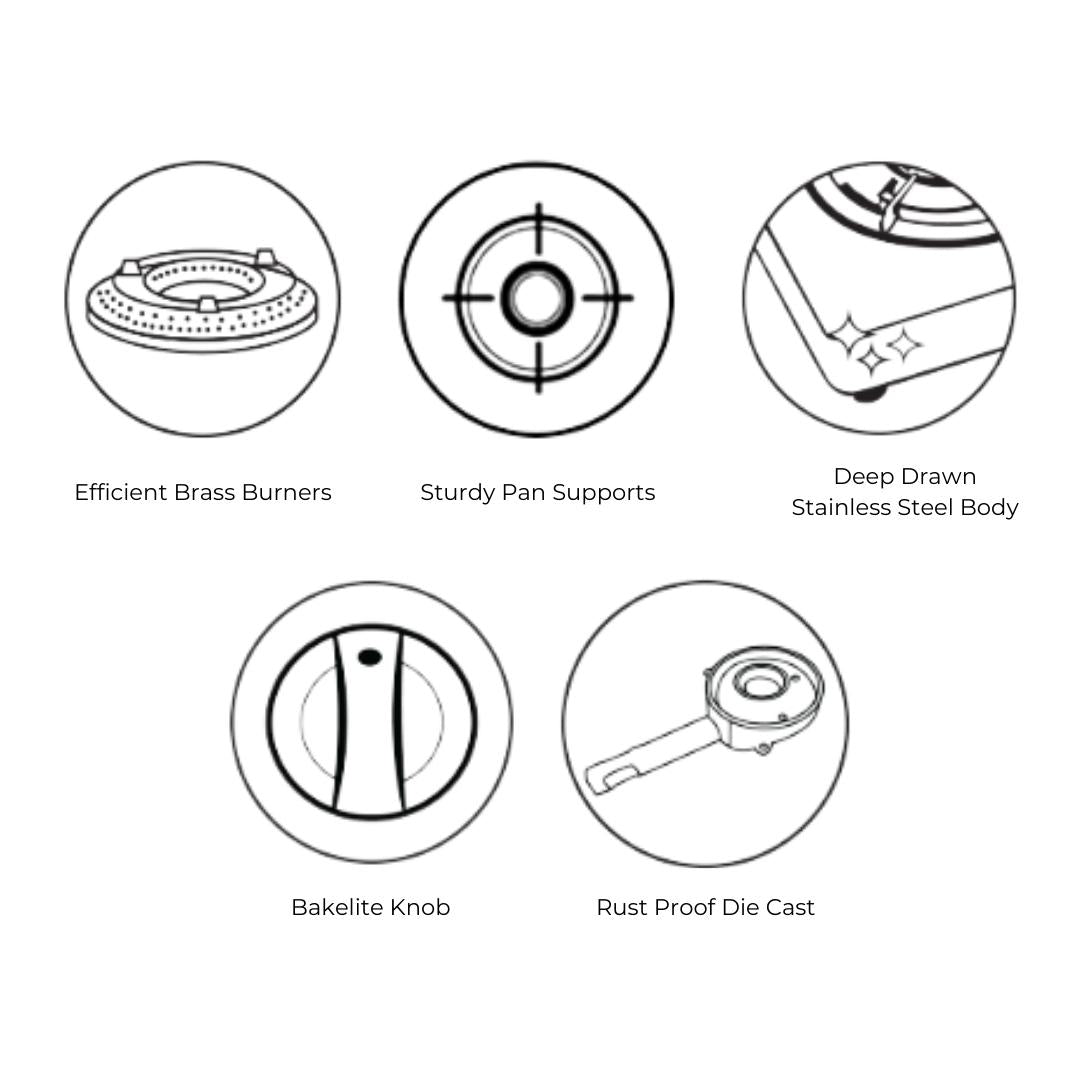 Hindware 76 cm 3 Burner Cooktop Leo Series LEO 3B