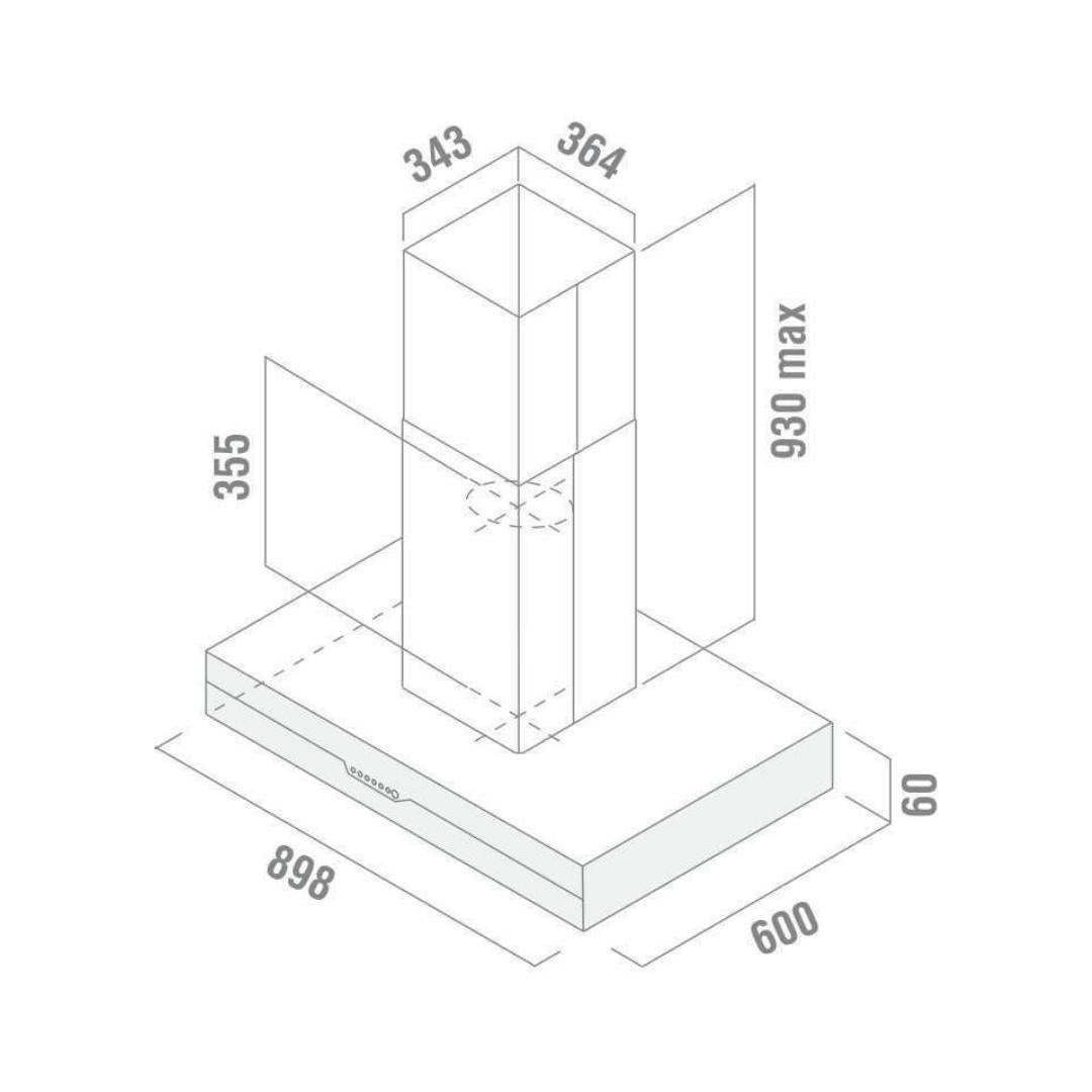Elica 90 cm Island Chimney EDS Deep Silence Series METEORITE ISLAND EDS PLUS HE LTW 90 T4V LED