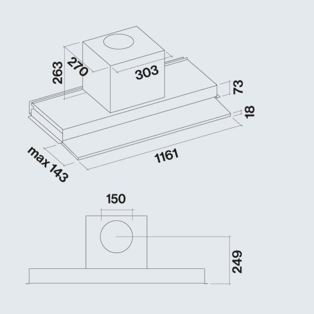 Falmec 120 cm Under Cabinet Wall Mounted Chimney Move Fresh Series MOVE 120 BLACK