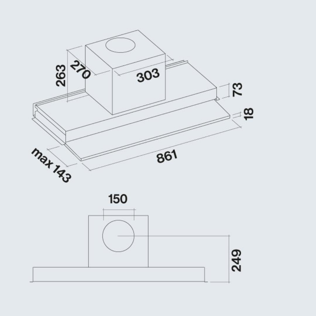 Falmec 90 cm Under Cabinet Wall Mounted Chimney Move Fresh Series MOVE 90 BLACK