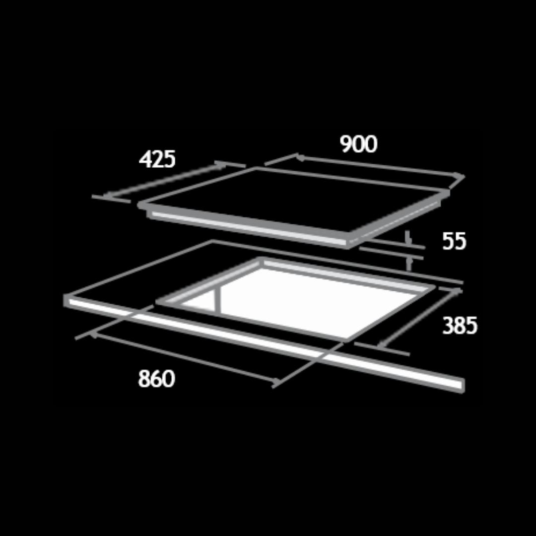 Elica 90 cm 3 Burner Hob Direct Flame Series DFS FB MFC 3B 90 DX FFD