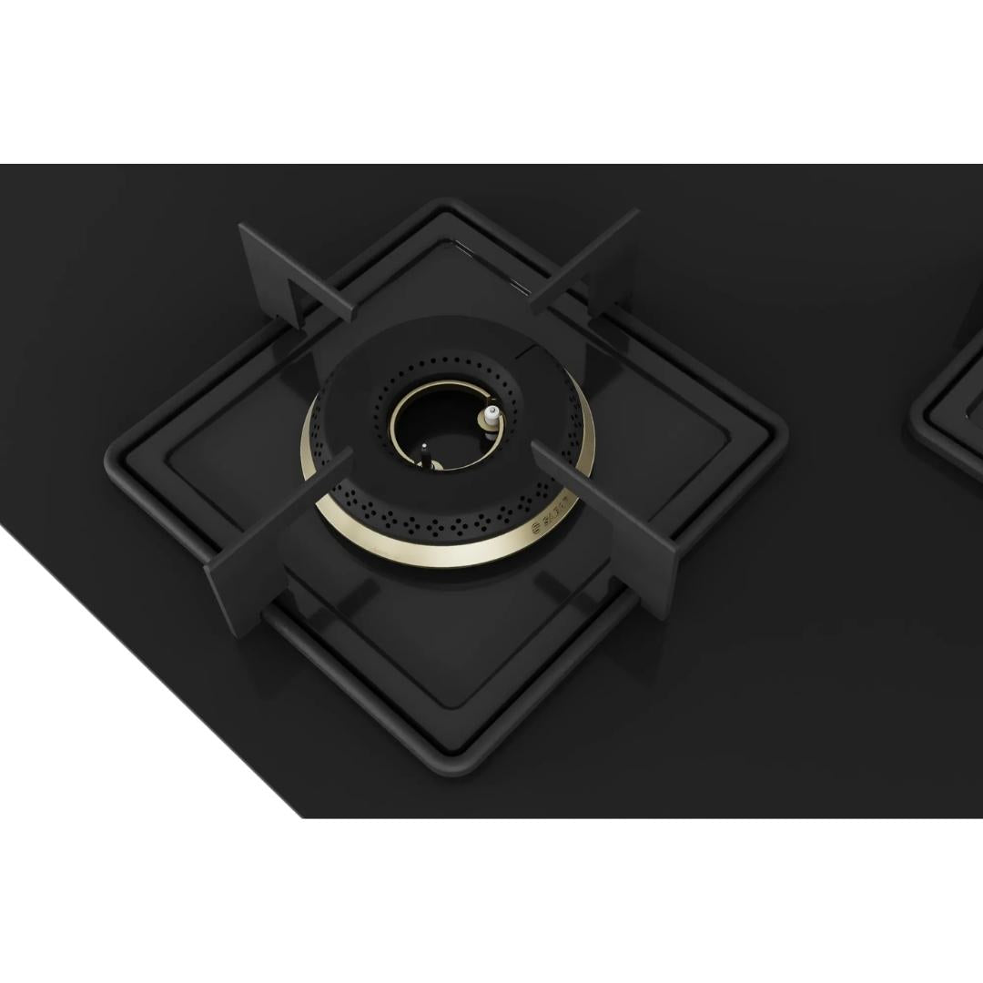 Bosch 90 cm Wall Mounted Chimney DWK98IJ60I + Bosch 75 cm 3 Burner Hob True Brass 2D PND7B6F10I