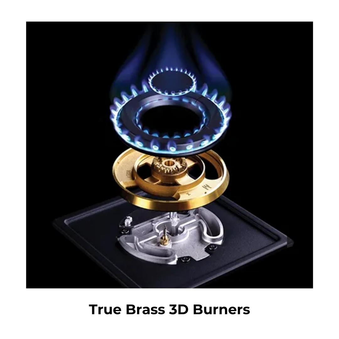 Bosch 90 cm Wall Mounted Chimney DWB98IJ60I + Bosch 90 cm 4 Burner Hob Series 6 True Brass 3D PNF9B6G20I