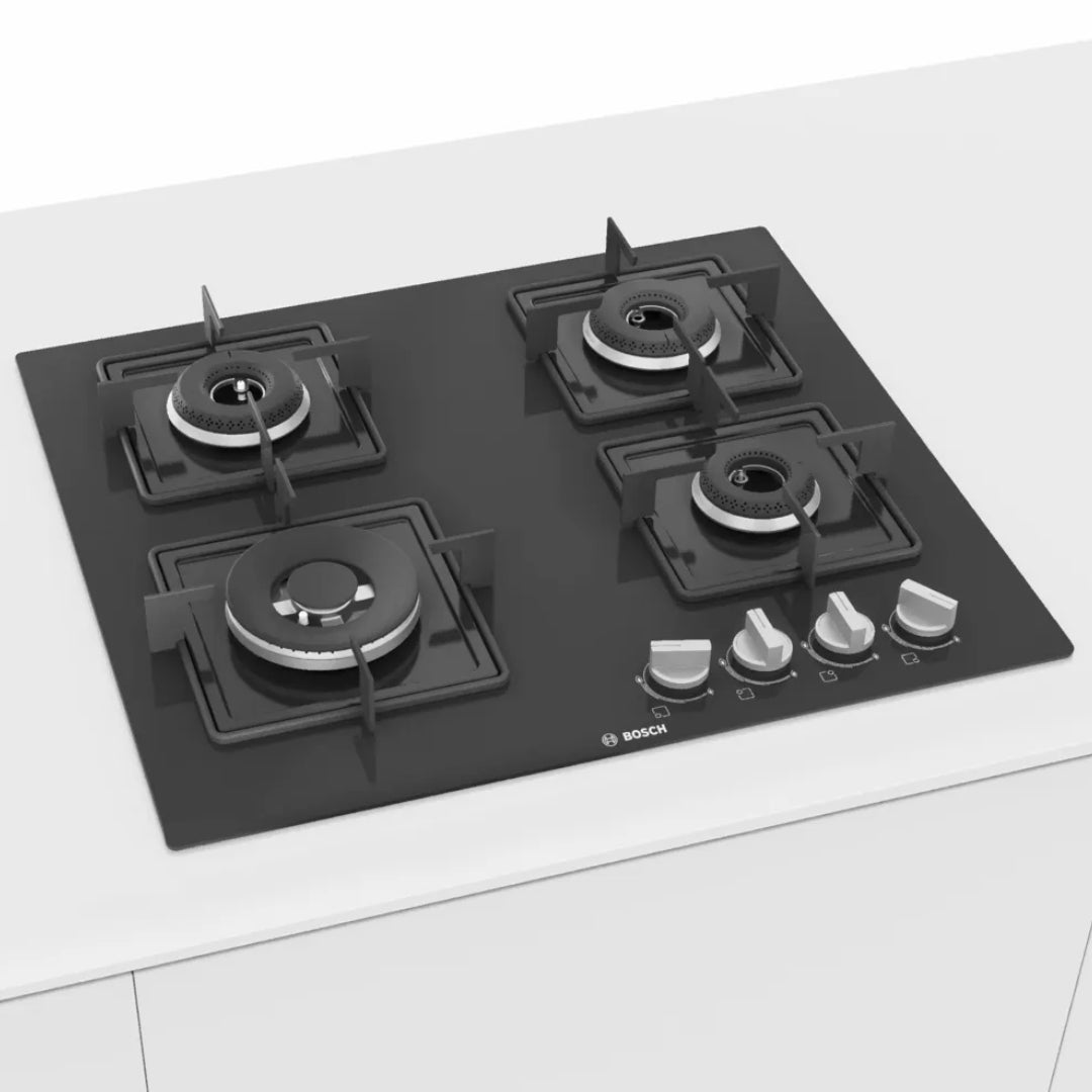 Bosch 60 cm Wall Mounted Chimney Self Clean Series DWBA68H60I + Bosch 60 cm 4 Burner Hob True AL 2D PNH6B6B12I