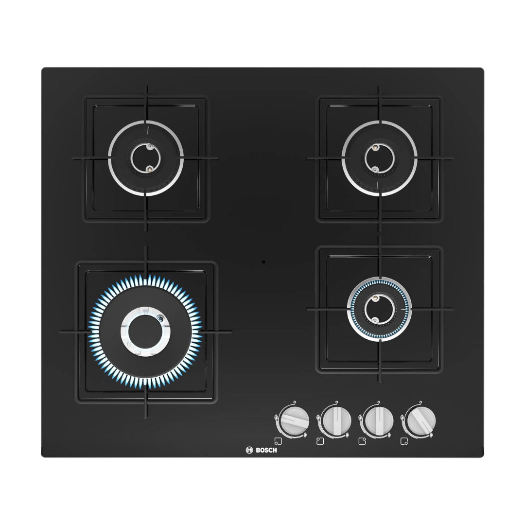 Bosch 60 cm Wall Mounted Chimney Self Clean Series DWBA68H60I + Bosch 60 cm 4 Burner Hob True AL 2D PNH6B6B12I