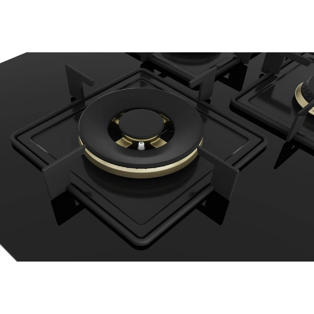 Bosch 90 cm Wall Mounted Chimney DWK98IJ60I + Bosch 75 cm 4 Burner Hob True Brass 2D PNI7B6F10I