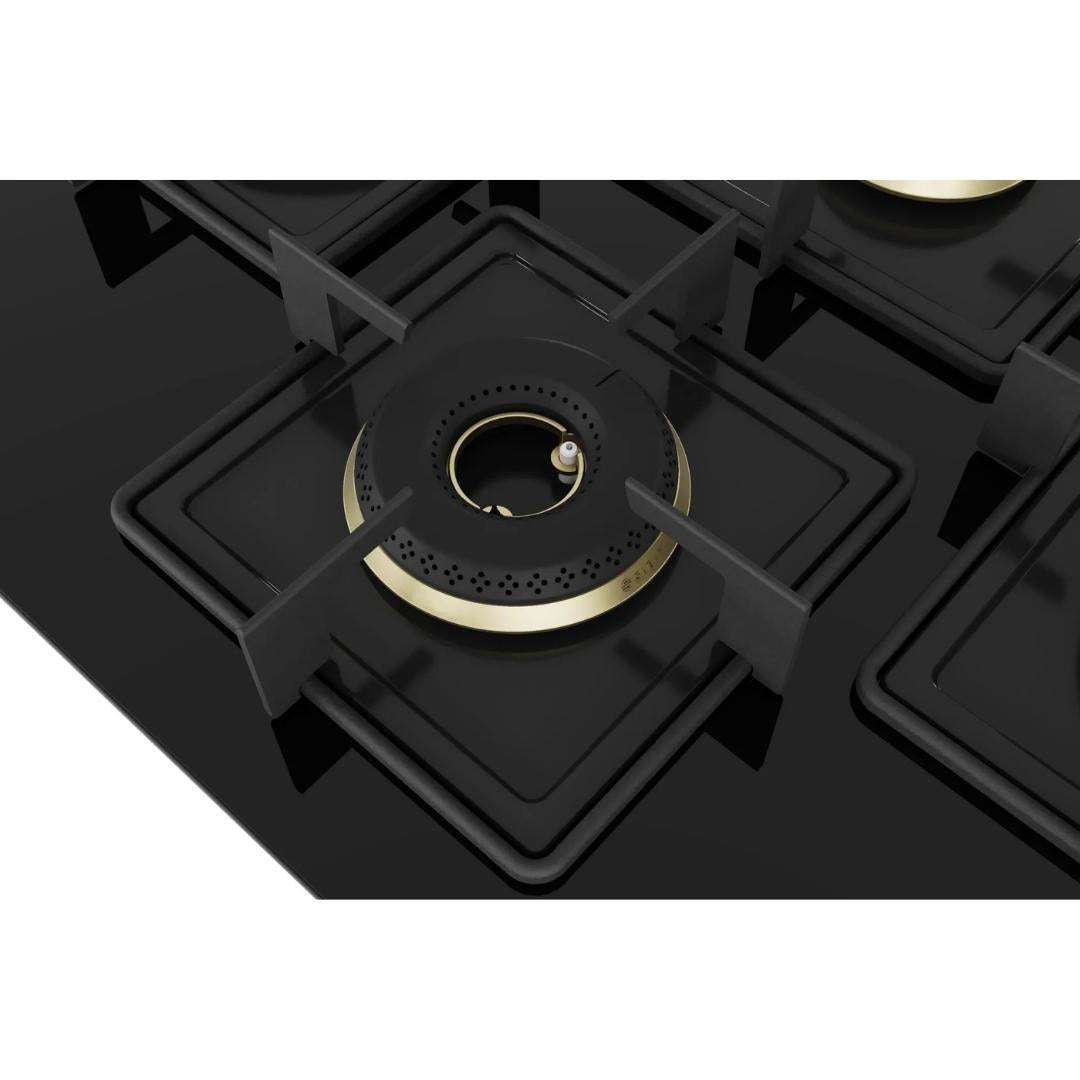 Bosch 90 cm Wall Mounted Chimney DWK98IJ60I + Bosch 75 cm 4 Burner Hob True Brass 2D PNI7B6F10I
