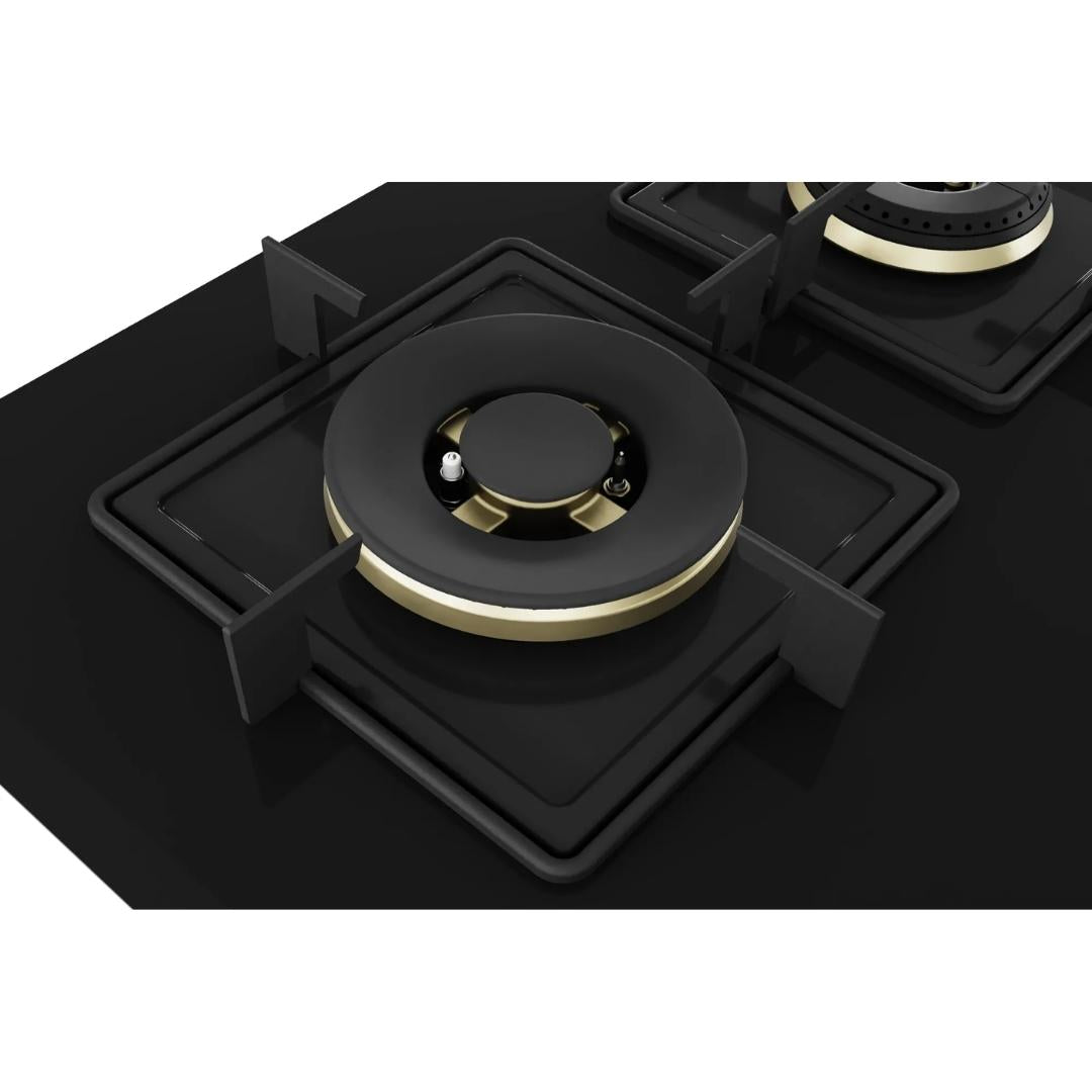 Bosch 90 cm Wall Mounted Chimney DWB98IJ60I + Bosch 90 cm 5 Burner Hob True Brass 2D PNV9B6F10I