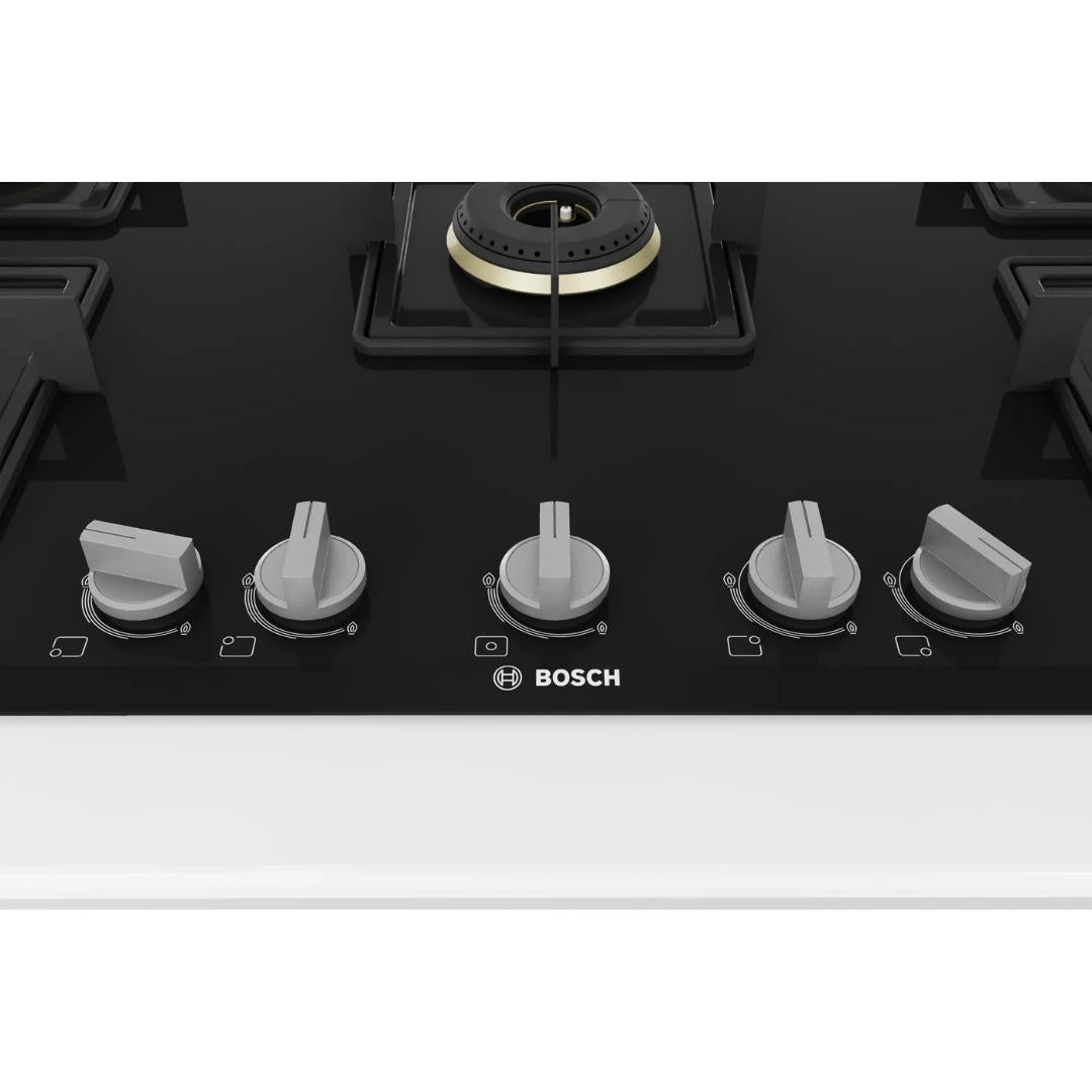 Bosch 90 cm Wall Mounted Chimney DWB98IJ60I + Bosch 90 cm 5 Burner Hob True Brass 2D PNV9B6F10I