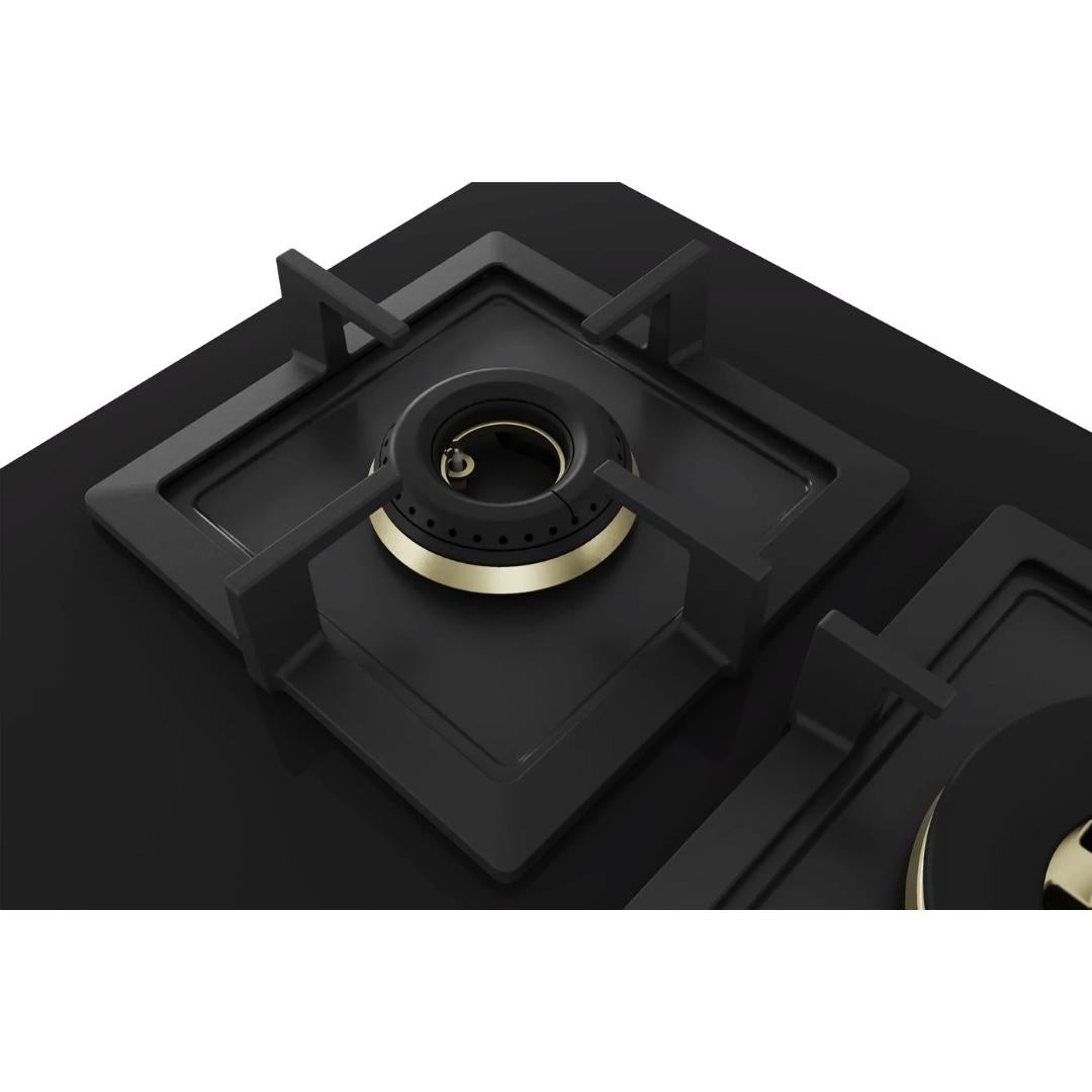 Bosch 90 cm Wall Mounted Chimney DWK98IJ60I + Bosch 90 cm 5 Burner Hob True Brass 2D PNV9B6F20I