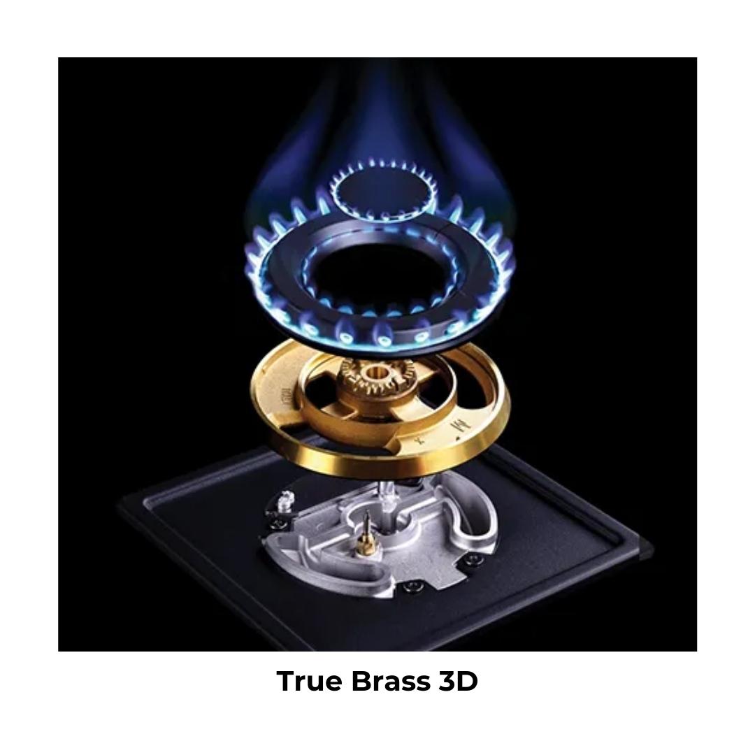 Bosch 90 cm Wall Mounted Chimney DWK98IJ60I + Bosch 90 cm 5 Burner Hob True Brass 3D PNV9B6G20I