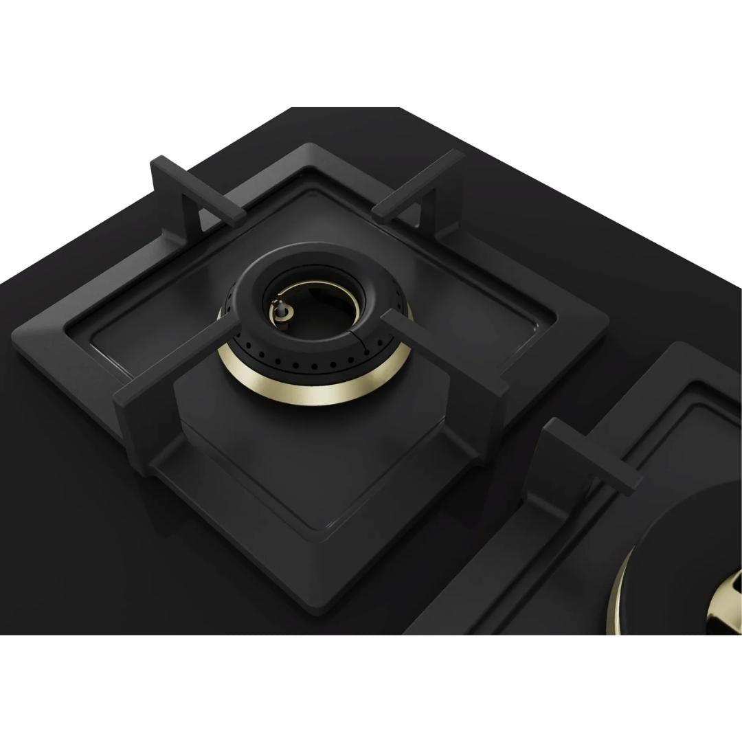 Bosch 90 cm Wall Mounted Chimney DWK98IJ60I + Bosch 90 cm 5 Burner Hob True Brass 3D PNV9B6G20I